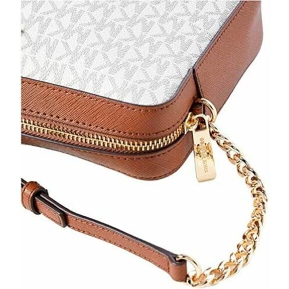 S Michael Kors Jet Set Logo EW Crossbody White 35F8GTTC3B Chain Acorn NWT $328 F - Picture 5 of 8